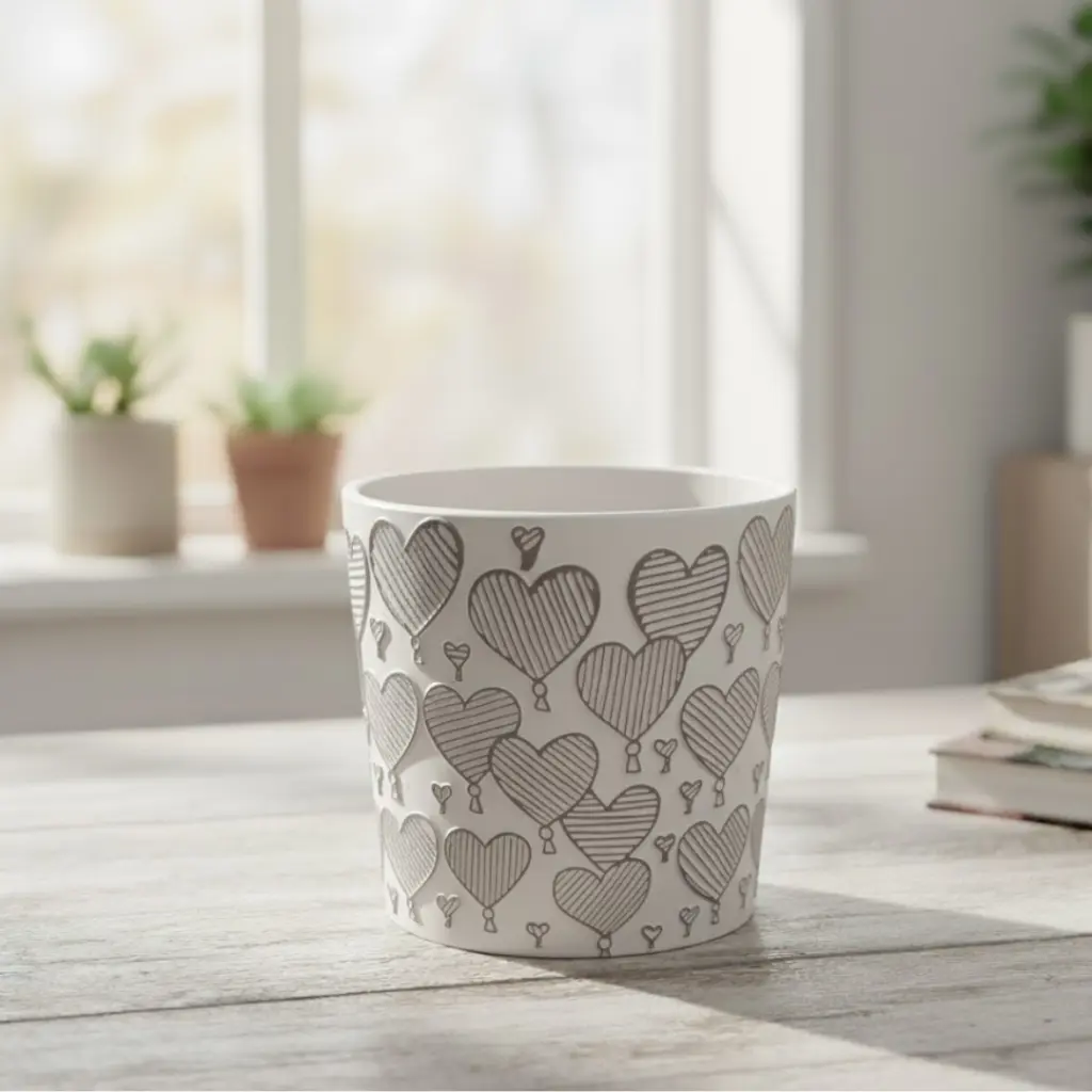 Pot Ceramic Heart A602