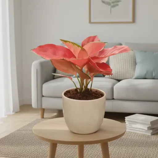 Aglaonema 'Red Vein' 6" with Pot Piyali No.2 White